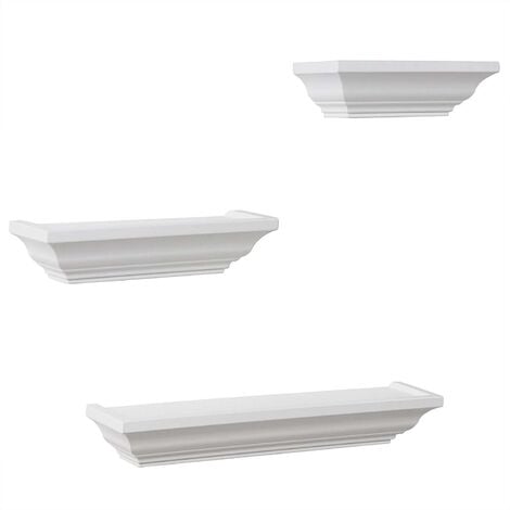 WOLTU Set di 3 Mensole in Legno Sospesi da Parete Decorativi colore Bianco