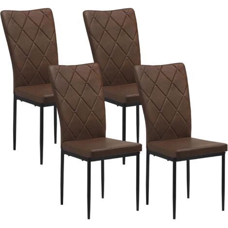 WOLTU Set di 4 Sedie per Sala da Pranzo. Sedie da Cucina con Schienale Alto. Sedie da Soggiorno Imbottite con Gambe in Metallo e Rivestimento in PU. Marrone Scuro