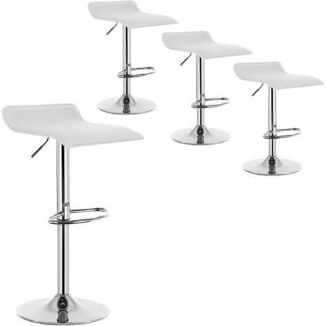 WOLTU Set di 4 sgabelli da bar in similpelle, sgabello da bar girevole, altezza regolabile, bianco