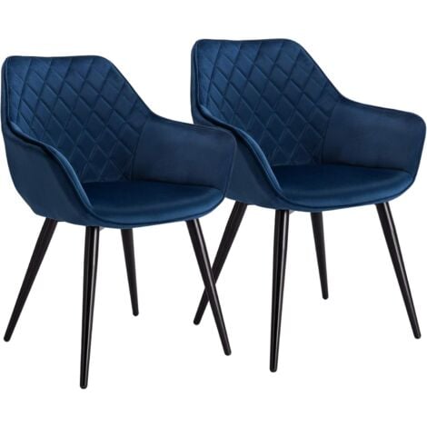 WOLTU Set of 2 dining chairs Kitchen Side Velvet Seat. Reception chairs Armchairs Blue