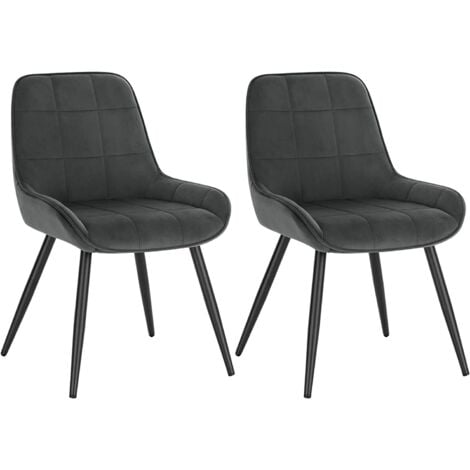 WOLTU 2 Dining Chairs. Relaxing Chairs Velvet. Chairs for Bedroom. Living Room. Dining Room and Kitchen. Ergonomic Chairs with Backrest. Dark Grey
