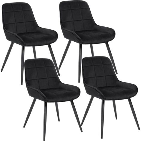 WOLTU set of 4 Dining Chairs. Relaxing Chairs Velvet. Chairs for Bedroom. Living Room. Dining Room and Kitchen. Ergonomic Chairs with Backrest. Black
