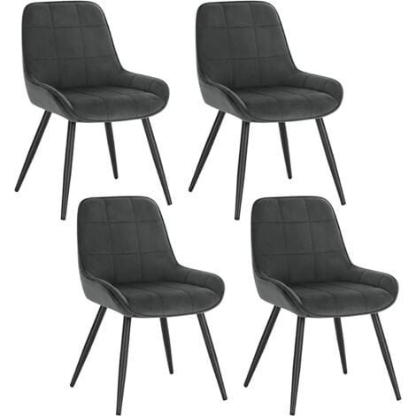 WOLTU set of 4 Dining Chairs. Relaxing Chairs Velvet. Chairs for Bedroom. Living Room. Dining Room and Kitchen. Ergonomic Chairs with Backrest. Dark Grey