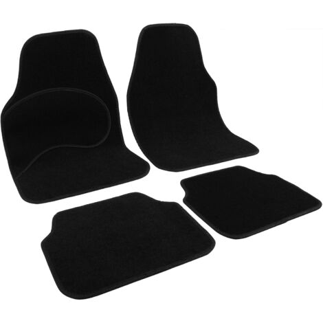 WOLTU Set of 4 Universal Car Floor Mats Black with Black Edging