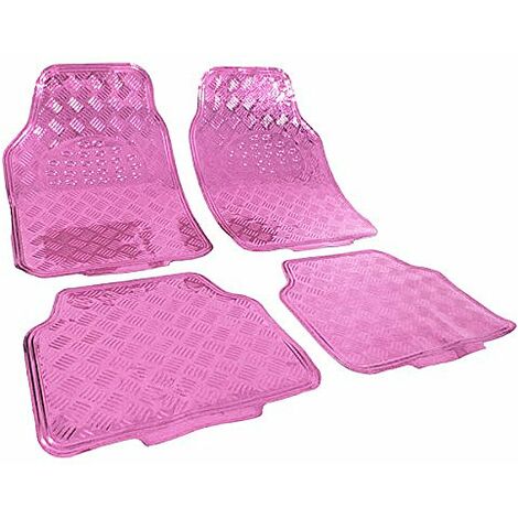 WOLTU Set Tappetini 4 pezzi in PVC Auto Universali Tappeto Antiscivolo Rosa