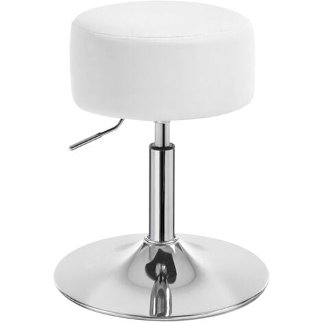 WOLTU Sgabello da bar regolabile in altezza in similpelle, sgabello da cucina, capacità di carico 100 kg, bianco