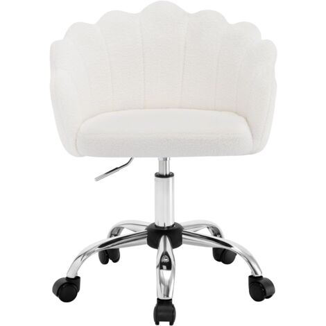 WOLTU Silla de Oficina Silla de Escritorio Giratoria Asiento Acolchado Regulable en Altura, Cachemira, Crema