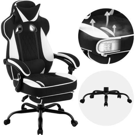 WOLTU Silla Gaming, Silla Giratoria Ergonómica, Tela de Malla Transpirable, Negro+Blanco