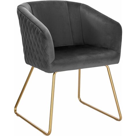 WOLTU Sillas de Comedor Set 1 Nordicas Estilo Vintage Juego de 1 Silla de Cocina Silla Tapizada con Reposabrazos Tapizadas en Terciopelo Estructura de Metal Gris Oscuro