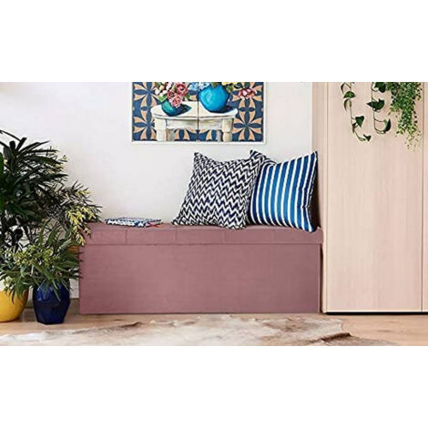 WOLTU Sitzhocker Fußhocker mit Stauraum aus Samt rosa