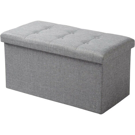 WOLTU Sitzhocker mit Stauraum Sitzbank faltbar Truhen Aufbewahrungsbox, Deckel abnehmbar, Gepolsterte Sitzfläche aus Leinen, 76x37,5x38 cm, Hellgrau