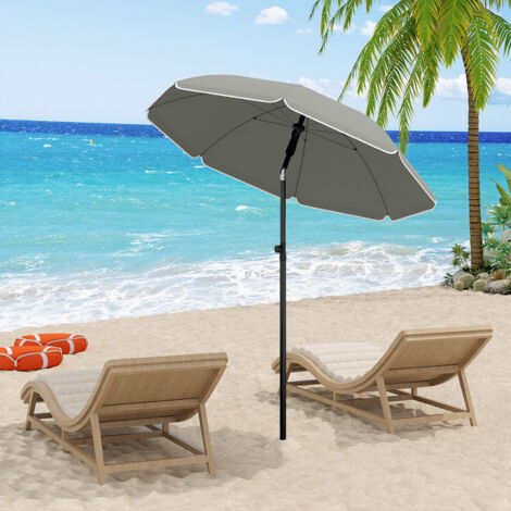 WOLTU Sonnenschirm Gartenschirm φ155cm, Strandschirm Balkonschirm UV-beständig wasserdicht, höhenverstellbar, 45° knickbar, Sonnenschutz für Terrasse, Balkon Garten, Rund, Dunkelgrau