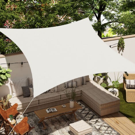 WOLTU Sonnensegel Sonnenschutz aus PES, 200 g/m² Polyester, 95% UV Schutz, Wasserabweisend, für Terrasse, Garten, Balkon, Camping, 2x2m, Beige