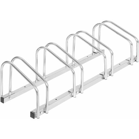 WOLTU Soporte para Aparcar 4 Bicicletas Aparcamiento para Bicis Fácil Montaje en Suelo y Pared Uso Interior y Exterior Garaje y Jardín Hierro Galvanizado Antioxidación