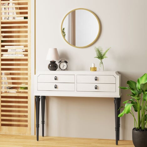 WOLTU Specchio da Parete Rotondo Ø50 cm. Specchio Rotondo Dorato con Cornice in Metallo. Specchiera da Bagno. Specchio per Trucco. Specchio Decorativo da Parete. per Camera da Letto. Ingresso