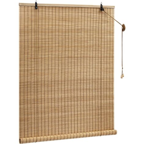 WOLTU Store Enrouleur Bambou, 100x160 cm, Store Bambou, Protection Solaire, Store Vénitien en Bambou, Tirage Latéral, Store Occultant, Respirant, pour Fenêtre et Porte, Marron