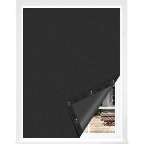 WOLTU Store Occultant avec Ventouses, Store Occultant sans Perçage, Rideau Occultant Thermique Portable, 130x200cm, Noir