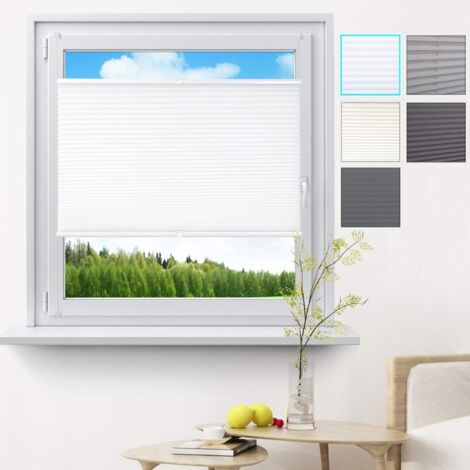 Woltu – Store plissé sans perçage 105x130cm – 100% polyester – Aluminium – Installation rapide – Contrôle optimal de la lumière