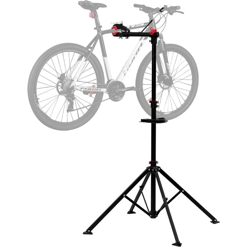 Woltu - Support réparation de Vélo, Porte-vélo Extensible avec Bras Rotatif à 360°et Pieds Quadrangulaire, Support Vertical Professionnel pour Vélo,