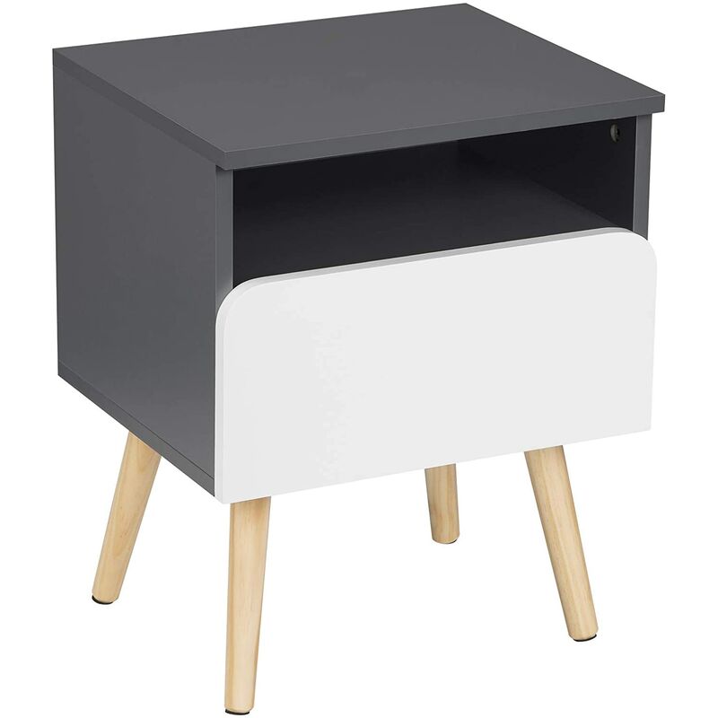WOLTU 1x Table de Chevet avec tiroir et Compartiment Ouvert.Table Basse en Bois.40x33.5x50cm(LxPxH).Gris