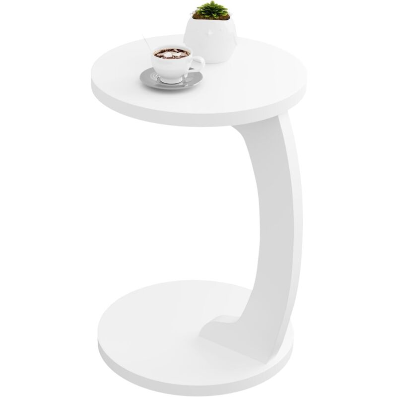 Woltu - Table d'Appoint, 38x55 cm, Table Basse Ronde, Bout de Canapé, Table Salon, Table Basse Scandinave, en mdf, Blanc