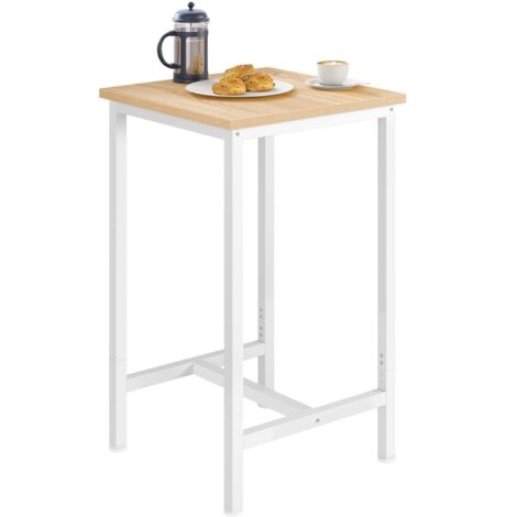 Woltu – Table de bar carrée 60x60x100 cm – Construction en aggloméré et métal – Chêne clair – Patins antidérapants pour stabilité