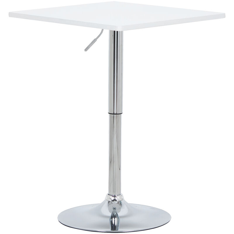 Table de bar en mdf avec pied. Table carrée. Hauteur réglable. 60 x 60cm. Blanc - Woltu
