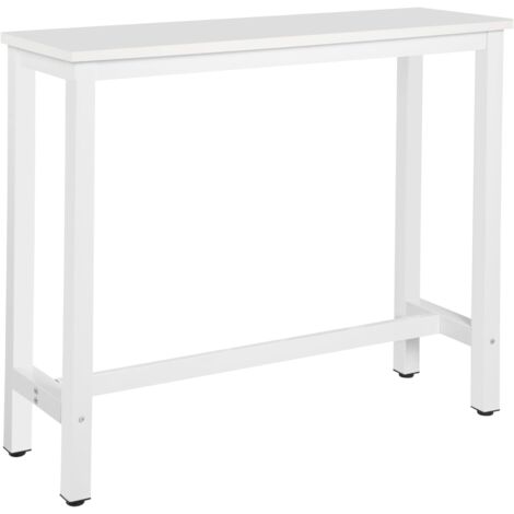 Woltu – Table de bar 120x40 cm – Structure en métal – Plateau en bois massif – Hauteur 100 cm – Capacité 150 kg – Protégeurs de sol inclus