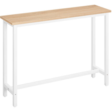 Woltu – Table de bar en métal et MDF 140x40x100 cm – Plateau résistant aux rayures – Pour bars, salons et bureaux
