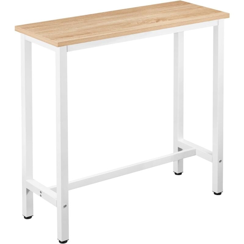 Woltu - Table de Bar industriel avec Cadre en Métal, Table de bistrot, Table à Manger Plateau en aggloméré 100x40x100cm, Chêne Clair