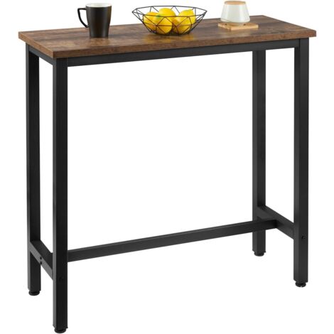 Woltu – Table de bar industrielle 100x40x100cm – Cadre en métal – Plateau en aggloméré hydrofuge – Bois vintage pour petits espaces