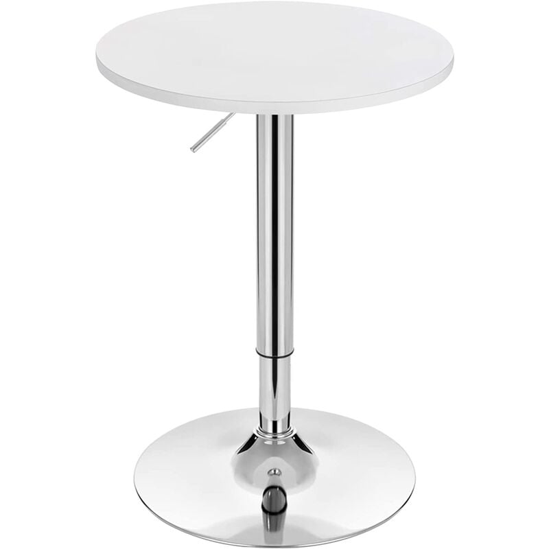 Table de Bar Ronde WOLTU, Réglable en Hauteur 69, 5-91, 5 cm, Pivotante à 360°, Table de Bistrot, Blanc