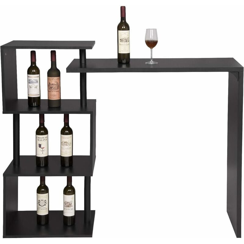 Table de Bar Rotatif WOLTU, avec 3 tablettes, Table de bistrot en métal et MDF 134x38x112cm, Noir