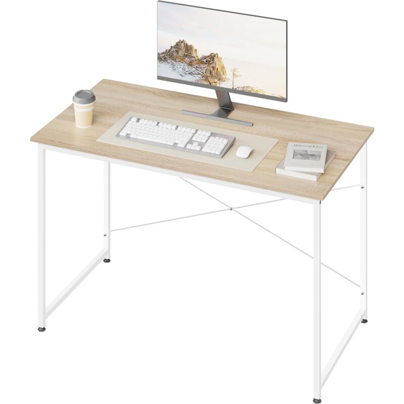 Bureau Informatique WOLTU, 120x60x75 cm, Table de Bureau, Bureau d'ordinateur en Bois d'Ingénierie, Chêne Clair
