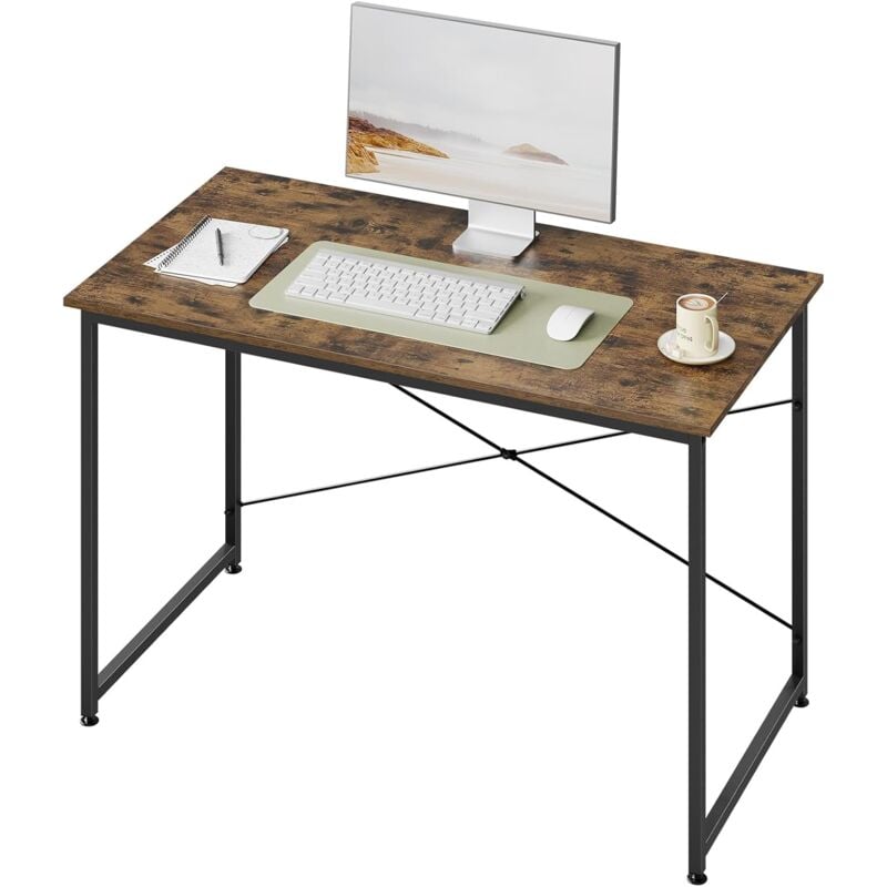Woltu - Bureau Informatique 120x60 cm, Table de Bureau, Bureau Chambre, Cadre en Métal, Bureau en Bois d'Ingénierie, Marron Rustique