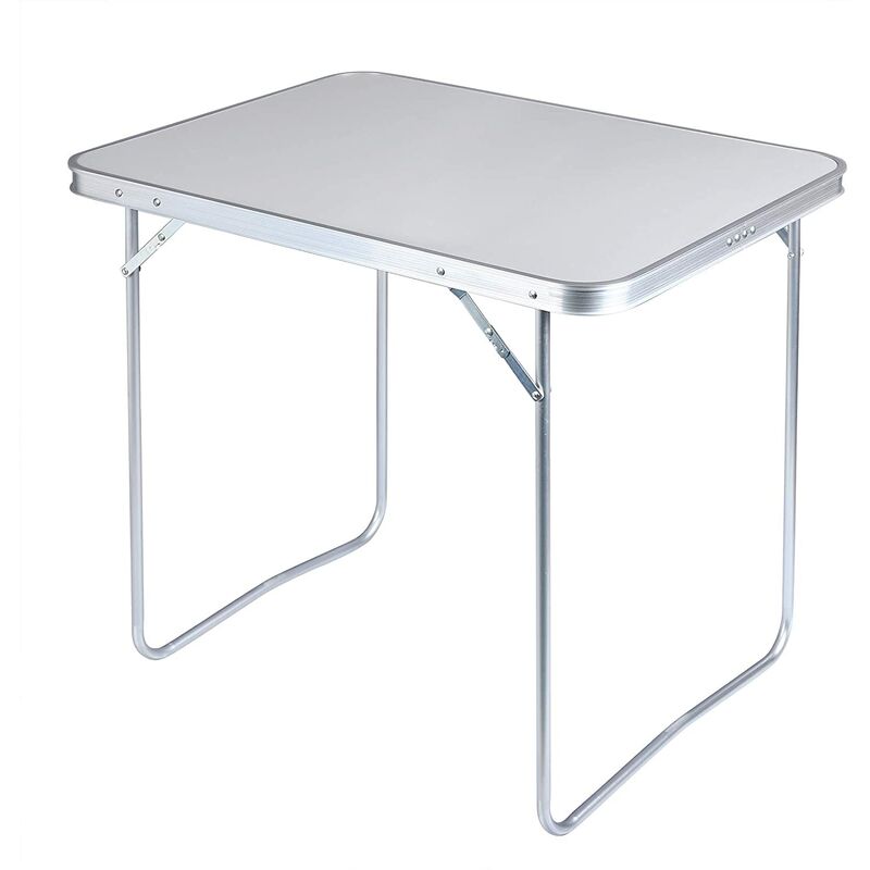Table de Camping Pique-Nique Pliante - Table de jardin en Aluminium et mdf - 80x60.5x70cm - Gris - Woltu