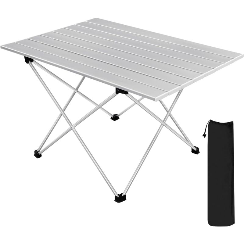 Table de Camping Pliante en Aluminium. 68x46x40cm. Table de Voyage léger et Portable. Table Pliable. Argent - Woltu