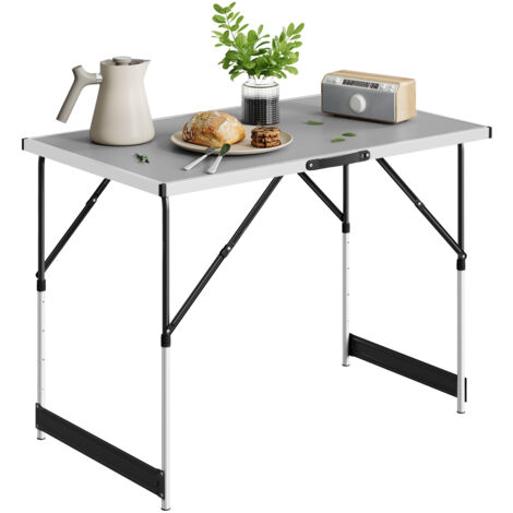 Woltu – Table de camping pliable en aluminium et MDF – Réglable en hauteur 73-94 cm – 100x60 cm – Charge 30 kg – Pour espaces extérieurs