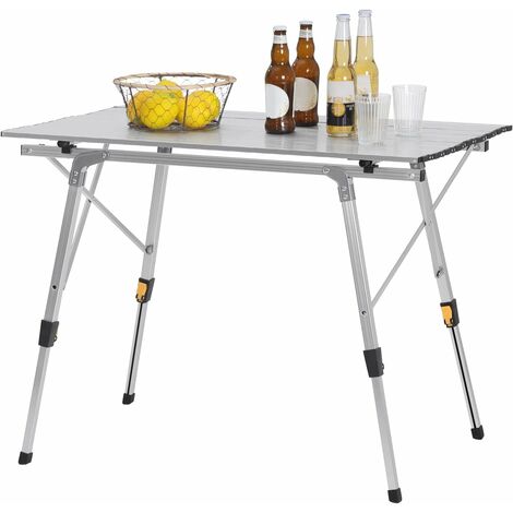 Woltu – Table de camping pliante aluminium – Hauteur réglable 45-72 cm – Dimensions 90x52 cm – Résistante aux intempéries et à la corrosion