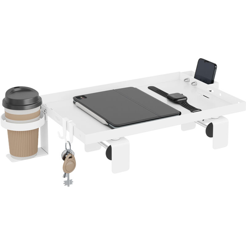 WOLTU Table de Chevet Suspendue en Acier, Tablette Tête de Lit Mezzanine, pour Bord de Lit, 47x25 cm, Blanc