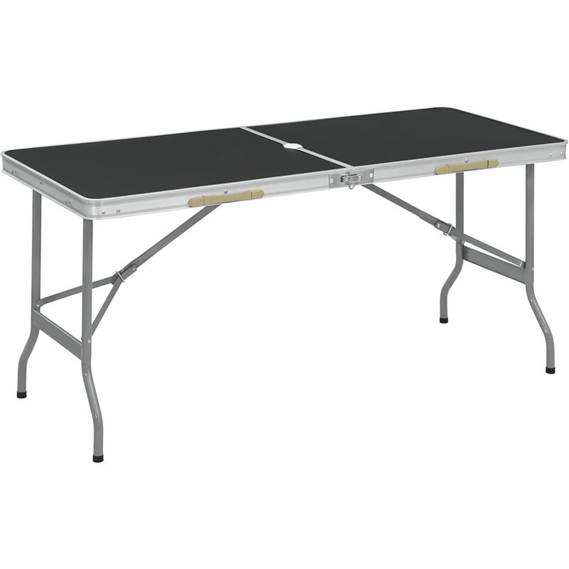Woltu - Table de Pique-Nique, Table Pliante Valise, Table de Camping en mdf et Acier, 150x60x69, 5cm, Noir