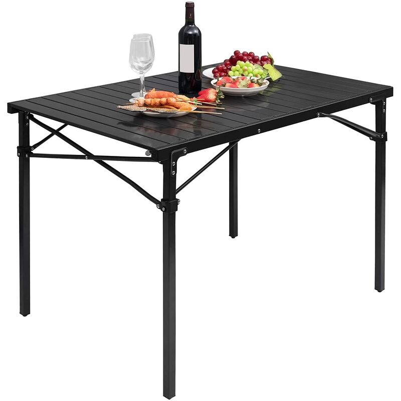 WOLTU Table Pliante. Table de Camping en Aluminium.Table de Pique-Nique. 104x69x70cm. Noir