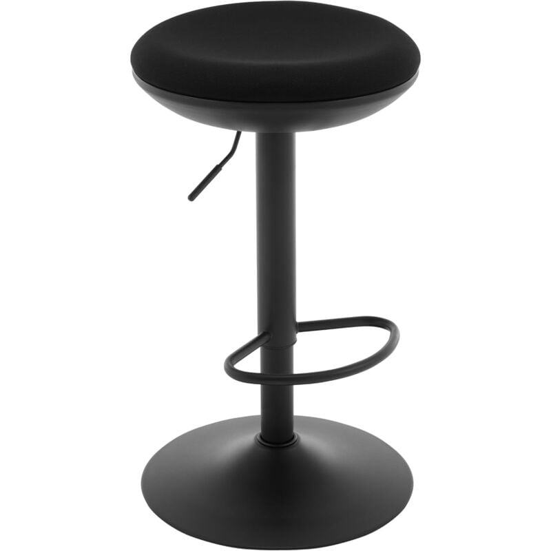 Woltu - Tabouret Bar Rond, Tabouret Haut, Chaise de Bar Pivotant à 360°, Tabouret de Cuisine, Réglable en Hauteur, en Tissu Élastique, Noir