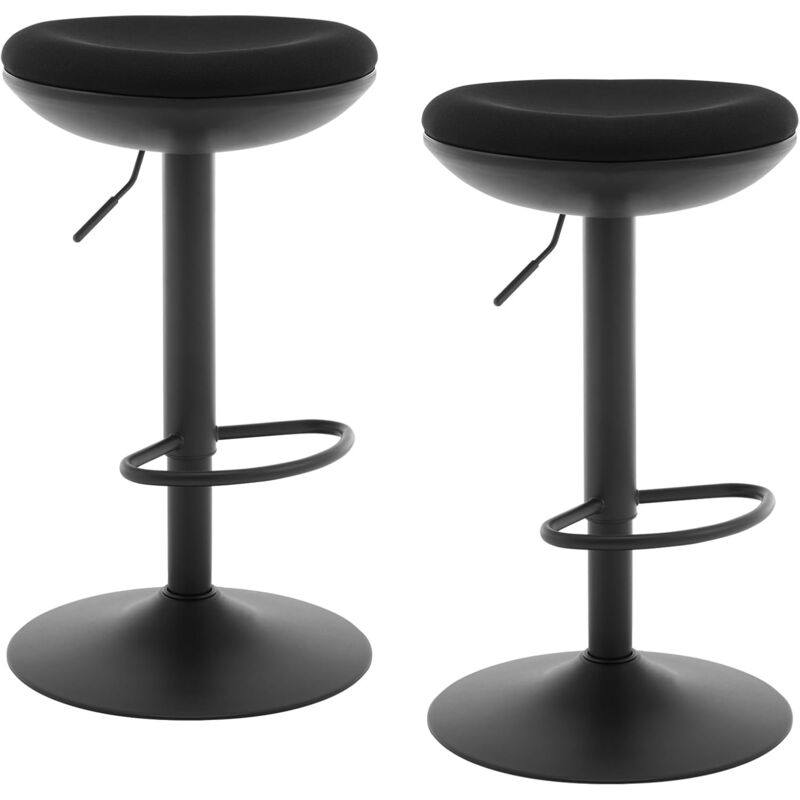 Woltu - Lot de 2 Tabouret Bar Rond, Tabouret Haut, Chaise de Bar Pivotant à 360°, Tabouret de Cuisine, Réglable en Hauteur, en Tissu Élastique, Noir