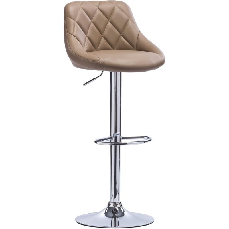 WOLTU Tabouret de bar avec repose-pieds, hauteur réglable, Tabouret en similicuir, siège bien rembourré, Kaki