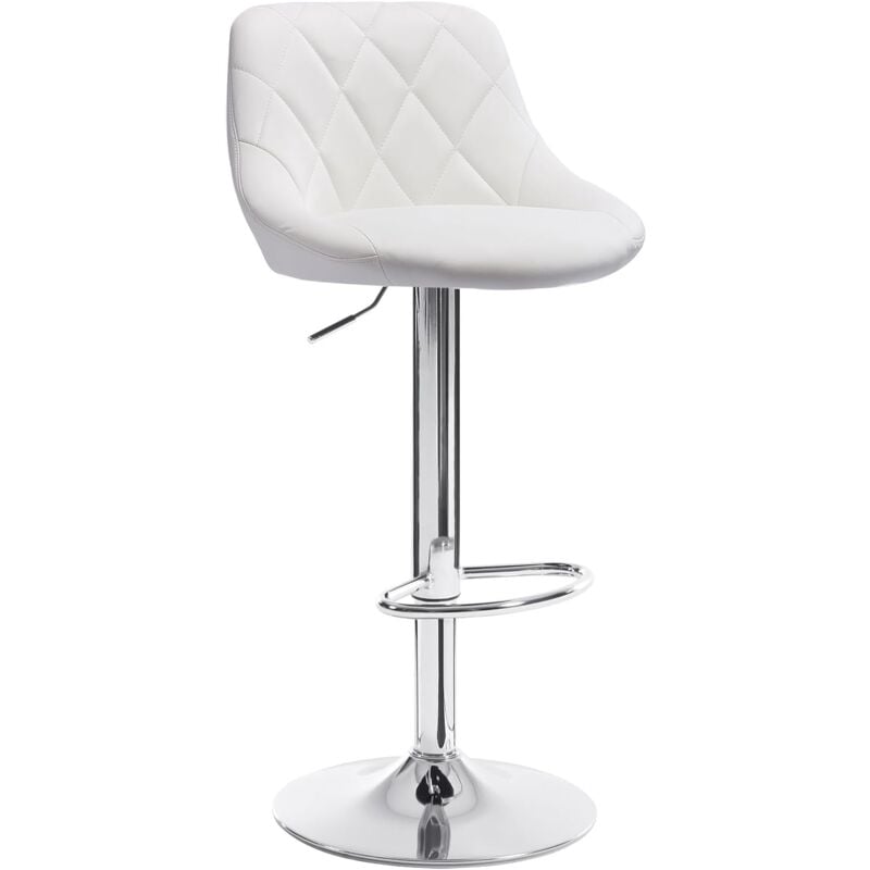 Woltu - Tabouret de bar avec repose-pieds, hauteur réglable, Tabouret en similicuir, siège bien rembourré, Blanc