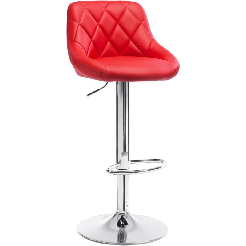 WOLTU Tabouret de Bar en Similicuir Tabouret pour bar-bistro avec repose-pied, Siège Hauteur réglable, Rouge