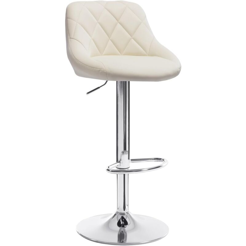 Tabouret de Bar en Similicuir Tabouret pour bar-bistro avec repose-pied, Siège Hauteur réglable, Crème - Woltu