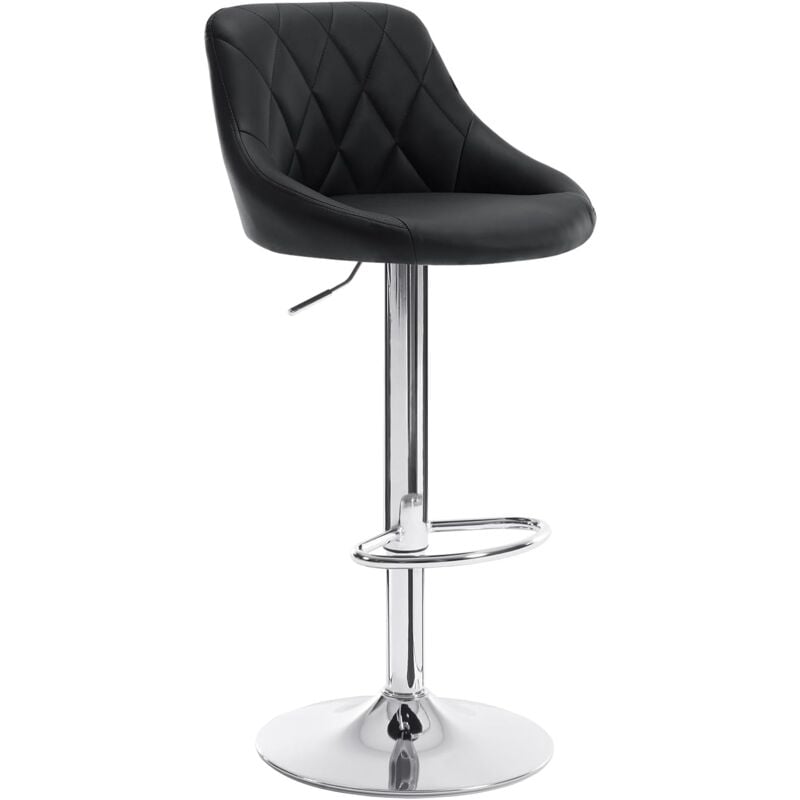 Woltu - Tabouret de bar réglable en similicuir + Acier chromé, Noir