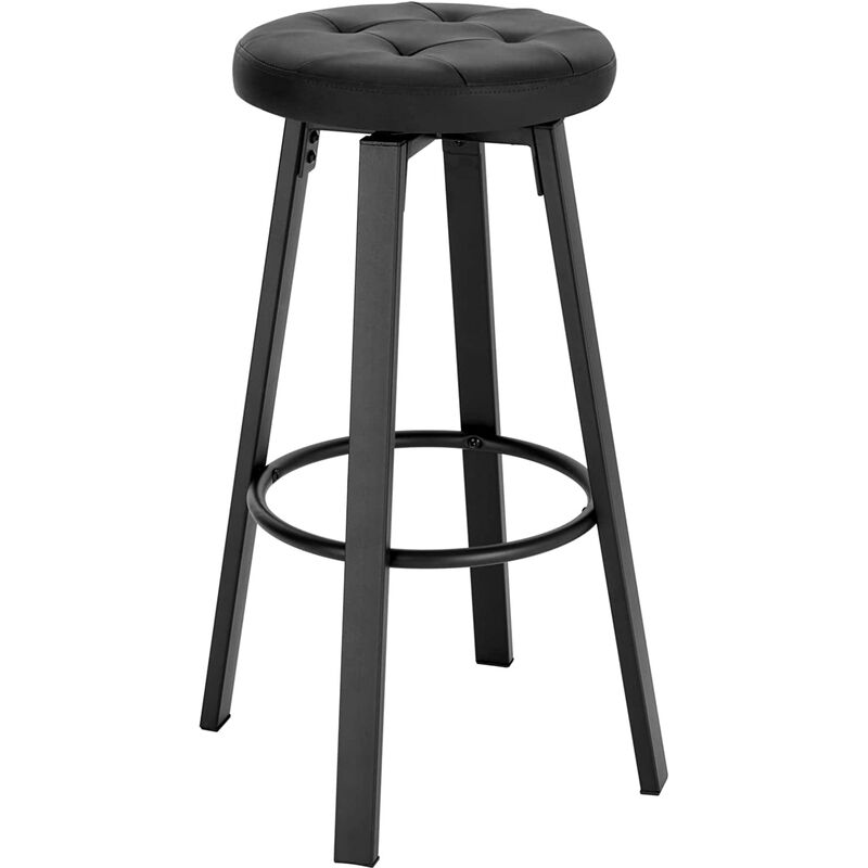 Woltu - Tabouret de Bar avec Siège Similicuir Pivotant, Pieds en Métal avec Repose-Pieds, Charge 120kg, Anthracite BH330an-1